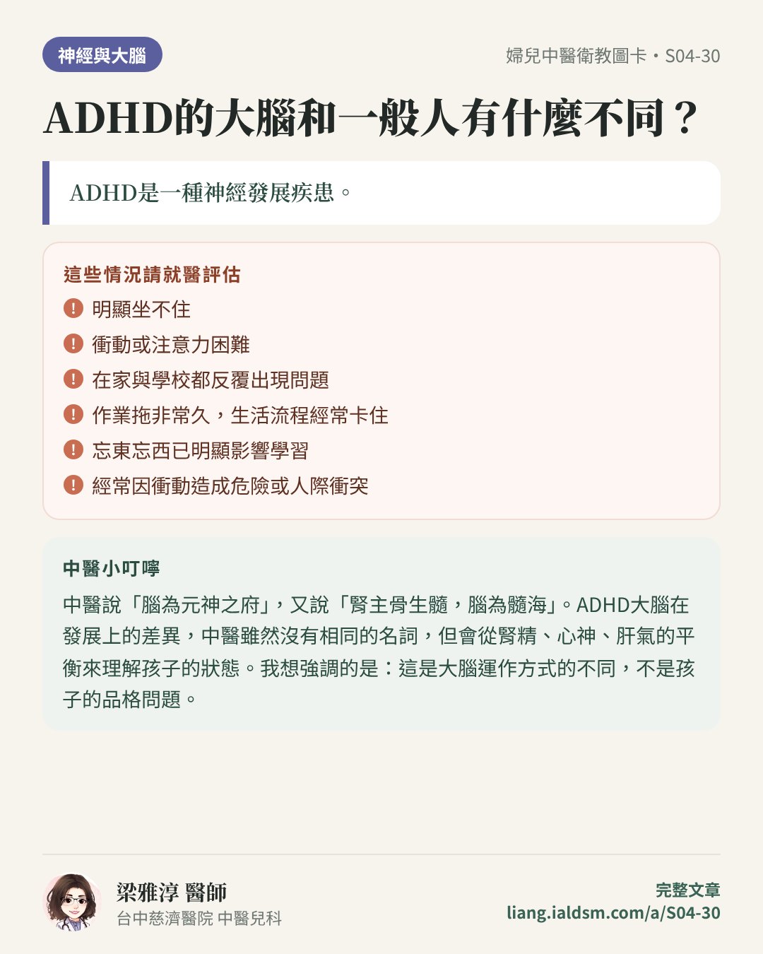 ADHD的大腦和一般人有什麼不同？衛教圖卡